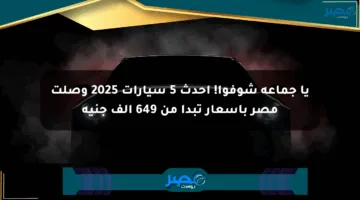 يا جماعة شوفوا! أحدث 5 سيارات 2025 وصلت مصر بأسعار تبدأ من 649 ألف جنيه